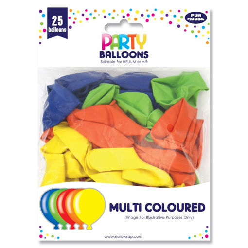 Picture of PARTY LATEX BALLOONS MULTI COLOURED 25 PACK - 11 INCH